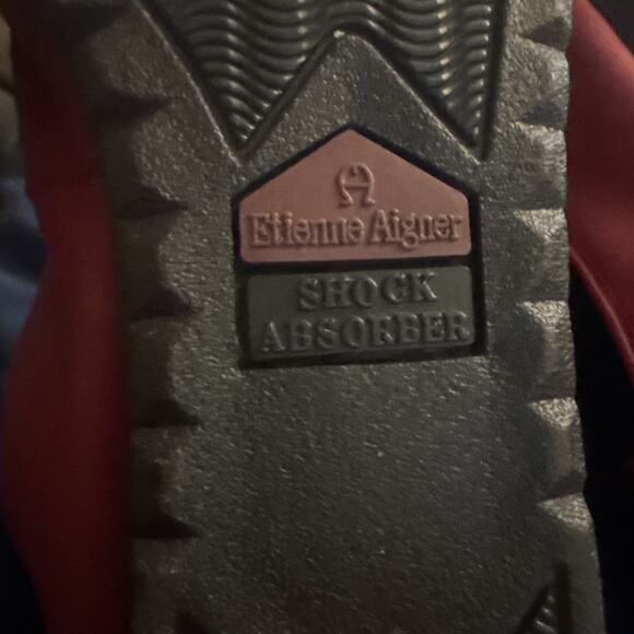 Etienne Aigner Red Leather Loafer Shoes Size 8 1/2M Tassels Non Slip Bottoms - Picture 5 of 6